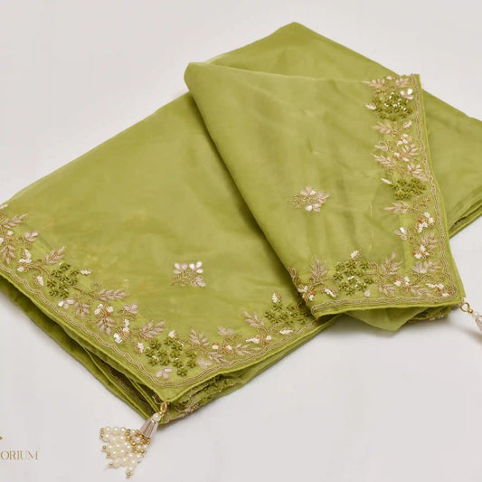 Pure Organza with gota And Zardosi handwork with blouse and latkan