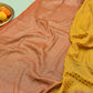 Pure banarasi khaddi georgette saree with orange boarder and small golden butti