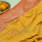 Pure banarasi khaddi georgette saree with orange boarder and small golden butti