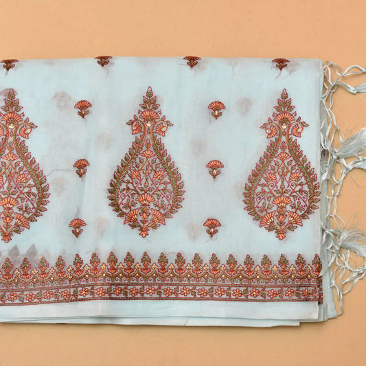 Soft organza saree with kashmiri embroidery