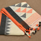 Pure linen saree with orange black boarder