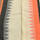 Pure linen saree with orange black boarder