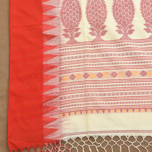 Pure Cotton saree with red temple red boarder