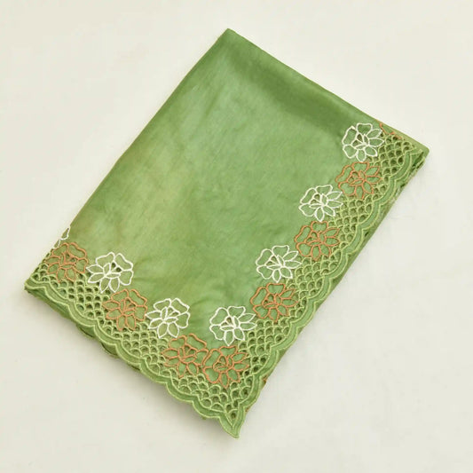 Pure tussar by tussar plain saree with floral cutwork boarder