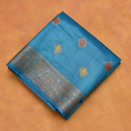 Banarasi moonga silk saree with golden zari boarder and butti