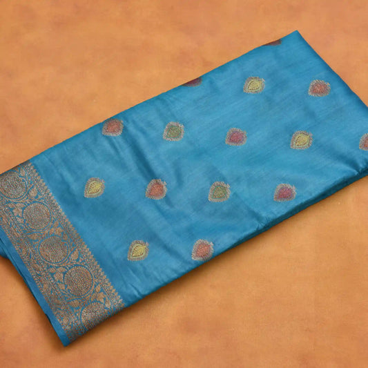 Banarasi moonga silk saree with golden zari boarder and butti