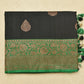 Banarasi tussar silk saree with golden zari boarder and tassles on pallu