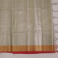 Pure Banarasi tissue Saree with contrast red boarder and tassles on pallu