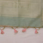 Pure Linen lehriya banarasi saree with tassles on pallu and golden zari boarder