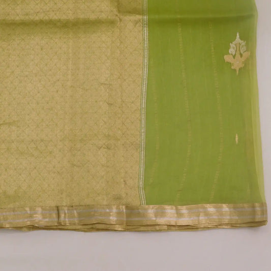 Pure Organza silk dual tone saree with small golden silver boarder and butti