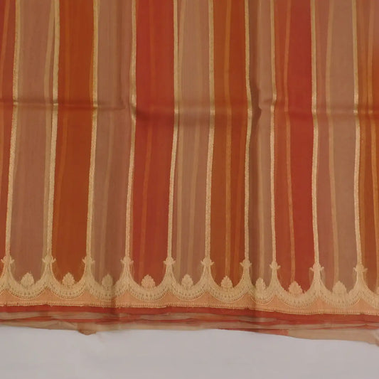 Pure Banarasi organza silk saree with golden zari boarder