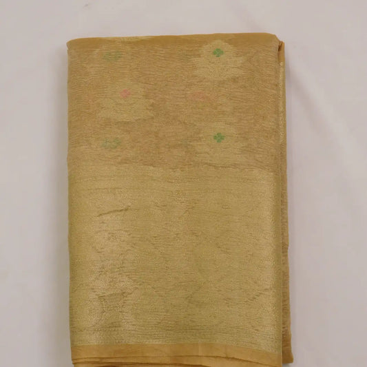 Pure Banarasi crush tissue saree with golden zari boarder