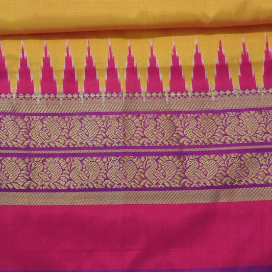 Pure Silk Gadhwal saree with dual colour boarder