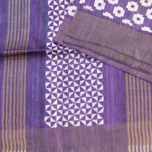 Pure gicha tussar saree with geometric butti