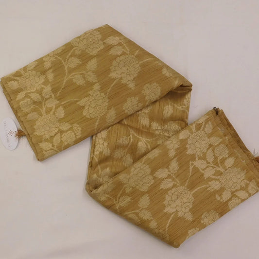 Pure Tussar Saree with golden floral zari work all over