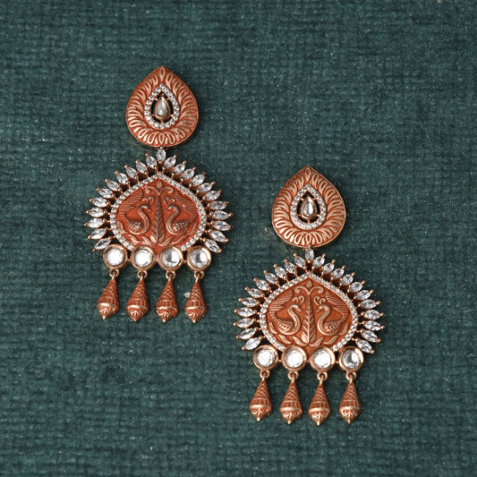 Kundan Earrings (Orange)