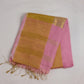 Pure linen saree with golden tall boarder and tassles on pallu