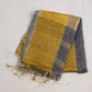 Pure linen saree with golden tall boarder and tassles on pallu