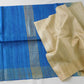 Plain Pure giccha tussar saree with contrast blue pallu