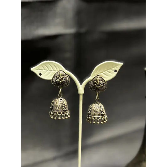 Oxidized Earring with Ganesha Design