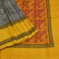 Pure Murshidabad silk saree with tall yellow border with sanskrit shlokas on body