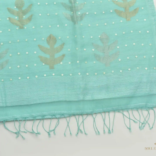 Pure Matka linen silk saree with handwoven sequins