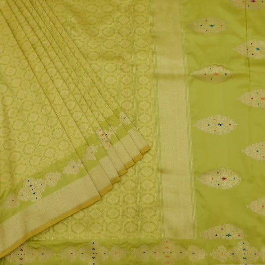 Pure Banarasi katan silk saree with with golden zari work and golden boarder