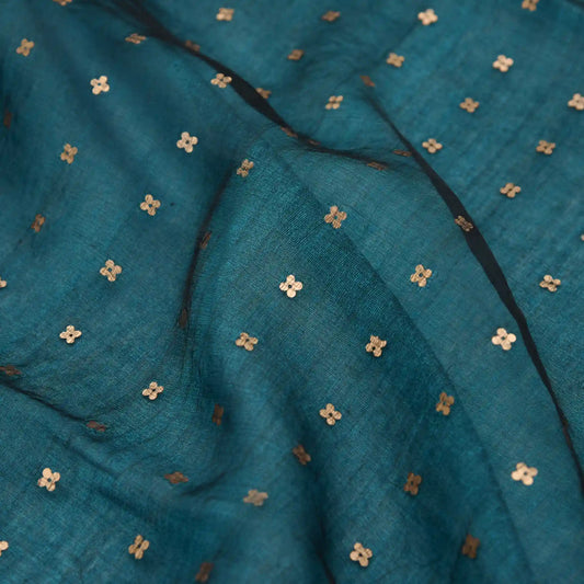 Pure Matka linen silk with muslin pallu and handwoven sequins